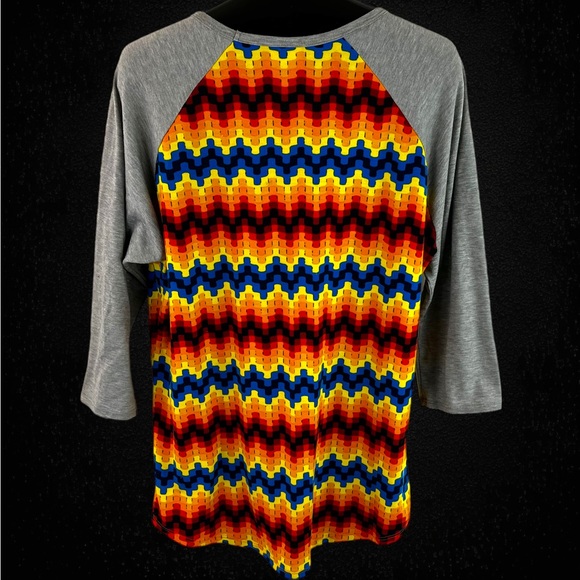 LULAROE XL Randy Baseball Tee • Mid-Length Raglan Sleeves • Multi Color Body - Picture 6 of 10